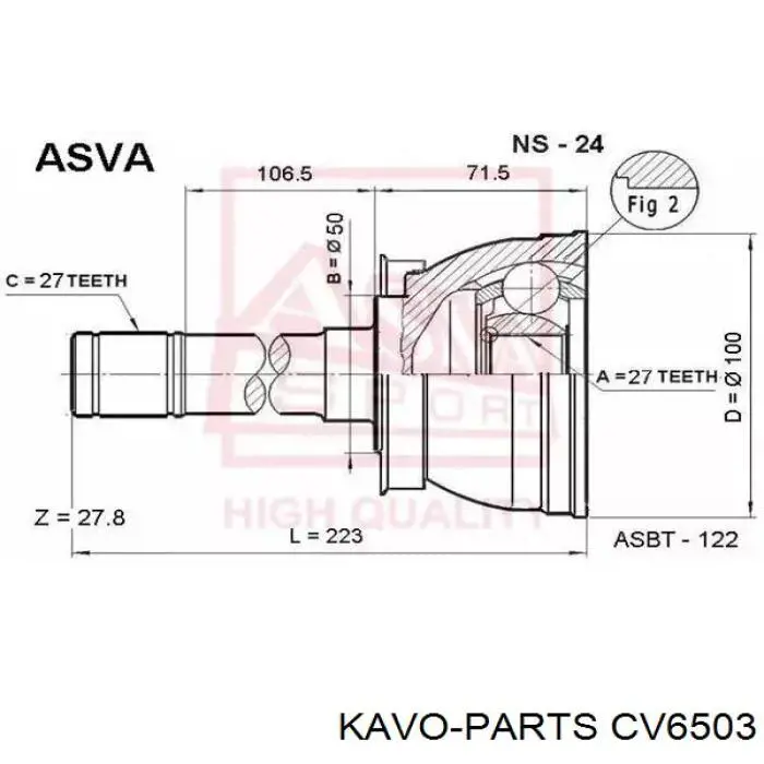 ШРУС наружный Kavo Parts CV6503