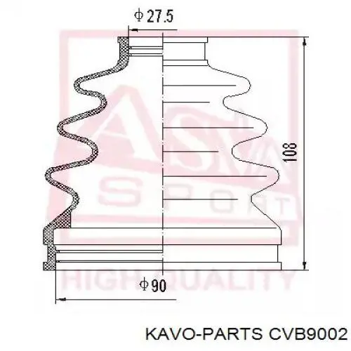 Купить CVB9002 Kavo Parts Пыльник гранаты наружный, передний