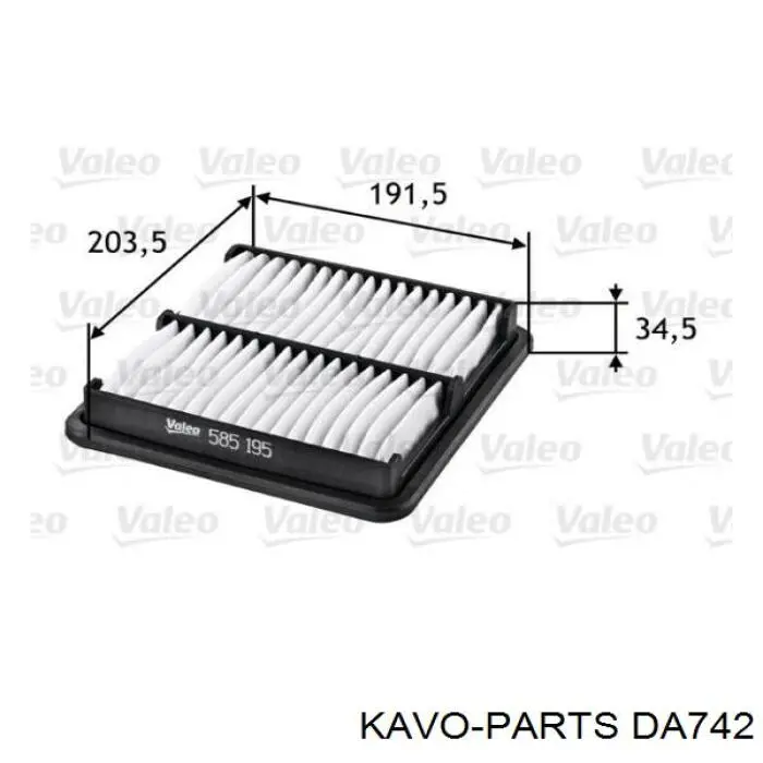 Filtro de aire DA742 Kavo Parts