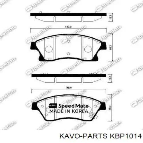 Колодки гальмівні передні, дискові KBP1014 Kavo Parts