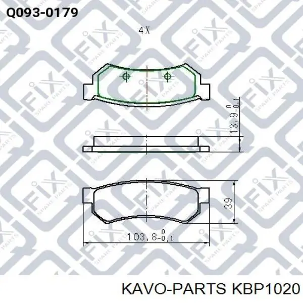 KBP1020 Kavo Parts Колодки тормозные дисковые комплект