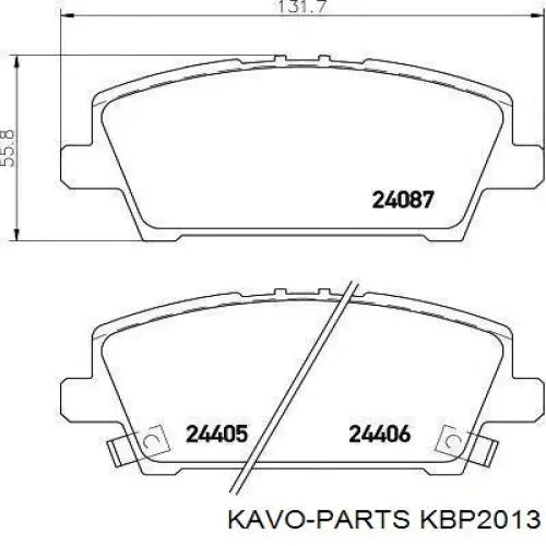 Передние тормозные колодки KBP2013 Kavo Parts