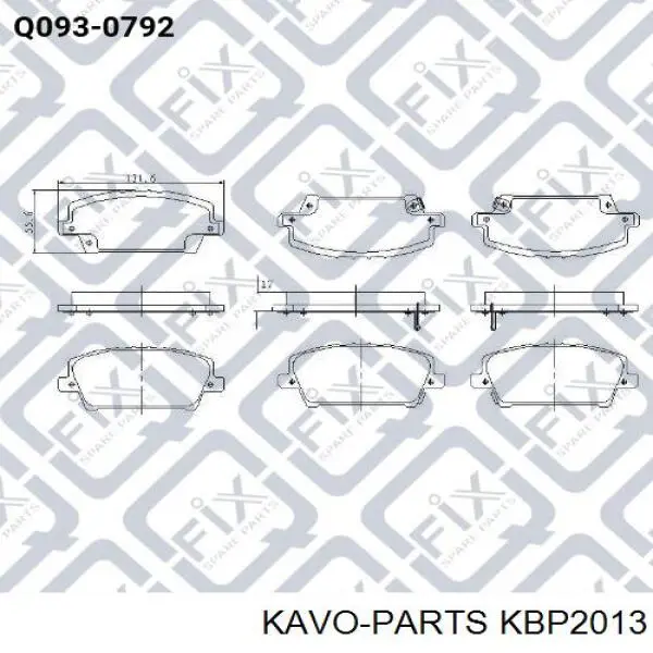 KBP2013 Kavo Parts Колодки передние