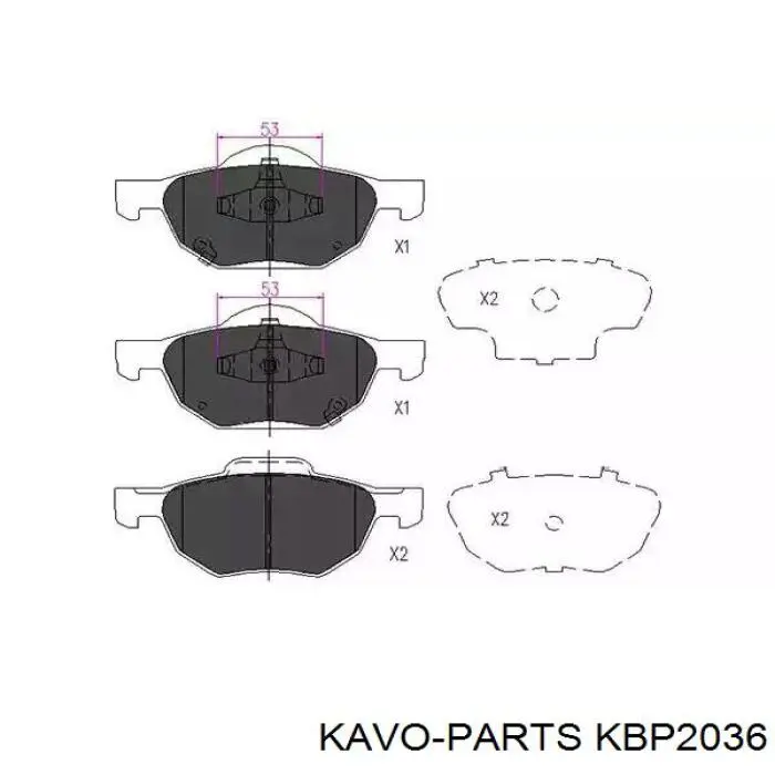 KBP-2036 Kavo Parts sapatas do freio dianteiras de disco