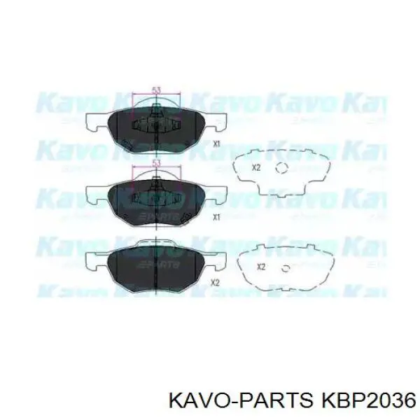 Pastillas de freno delanteras KBP2036 Kavo Parts