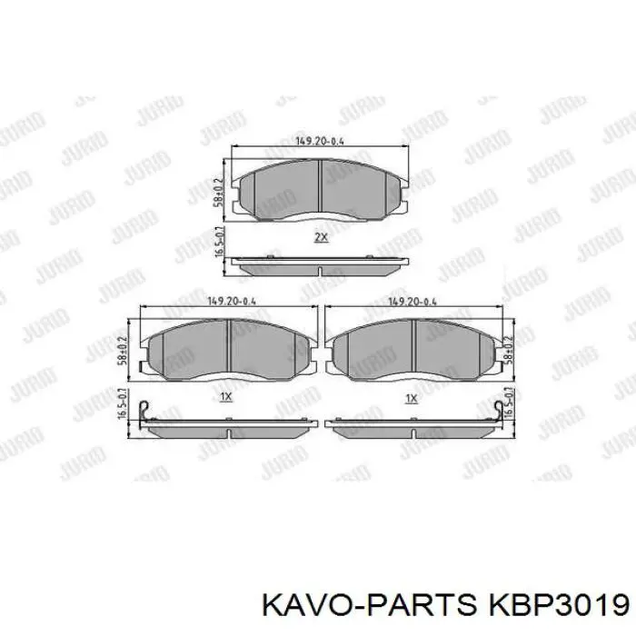 KBP3019 Kavo Parts Колодки передние