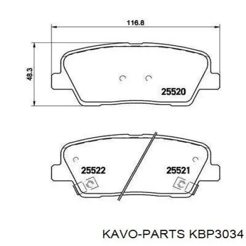 Задние тормозные колодки KBP3034 Kavo Parts
