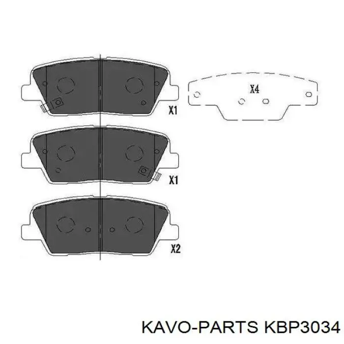 KBP-3034 Kavo Parts sapatas do freio traseiras de disco