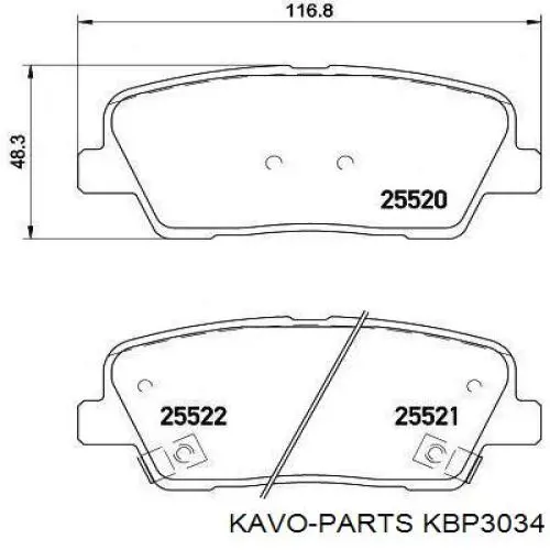 Задние дисковые колодки Kavo Parts KBP3034