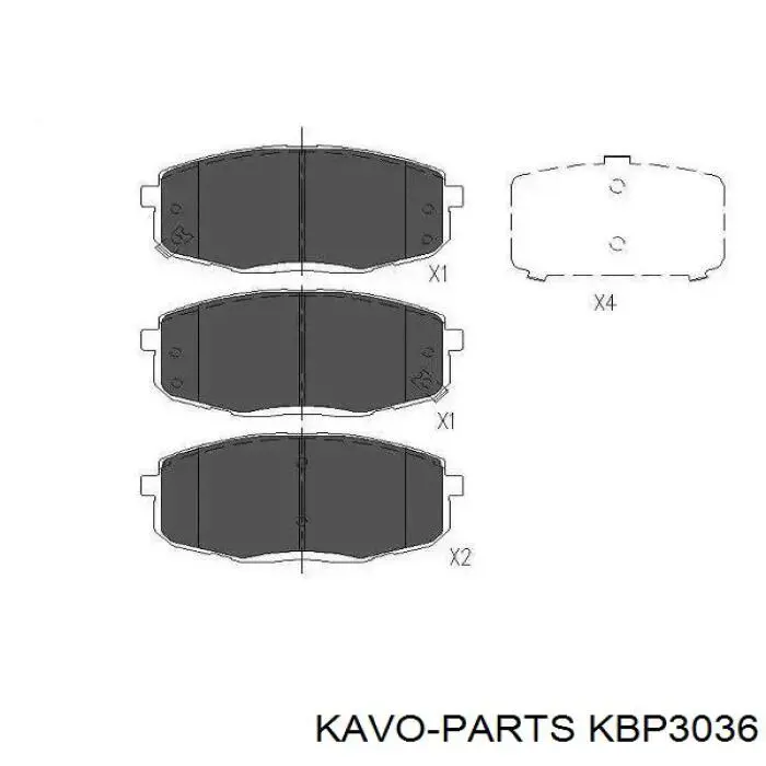 KBP3036 Kavo Parts sapatas do freio dianteiras de disco