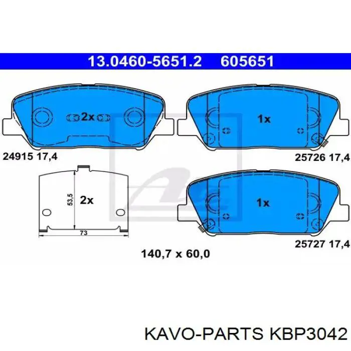 Колодки Kavo Parts KBP3042 цена, от 18.42 USD