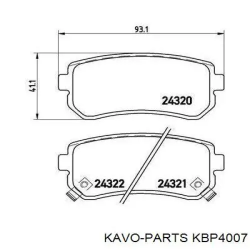 Купить KBP4007 Kavo Parts Колодки тормозные задние, дисковые