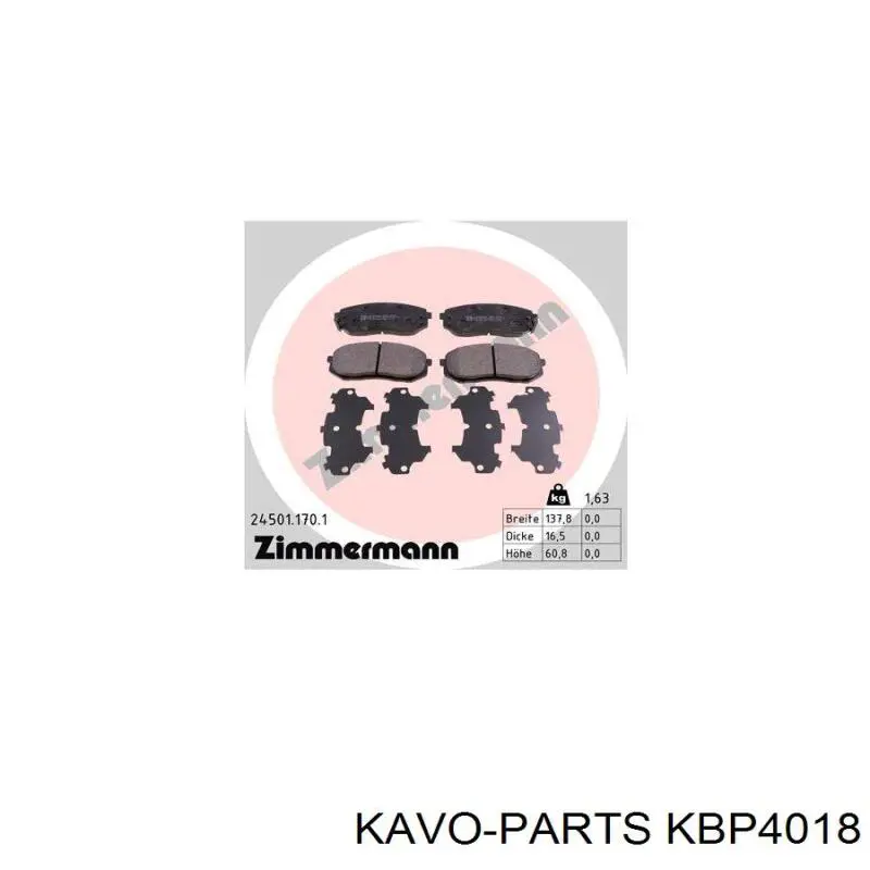 Купить KBP4018 Kavo Parts Колодки тормозные