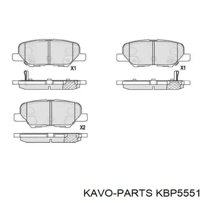 KBP-5551 Kavo Parts sapatas do freio traseiras de disco