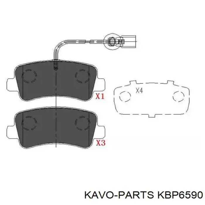 KBP-6590 Kavo Parts sapatas do freio traseiras de disco