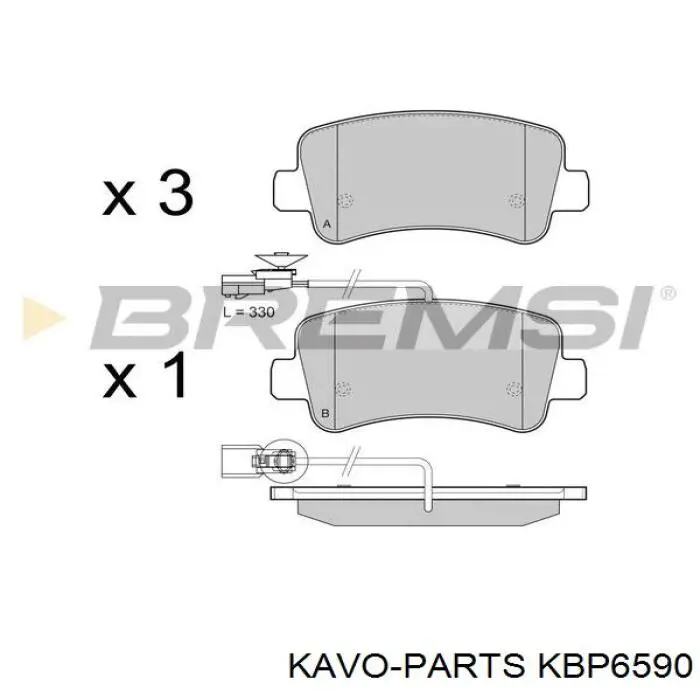 KBP6590 Kavo Parts Колодки тормозные дисковые комплект