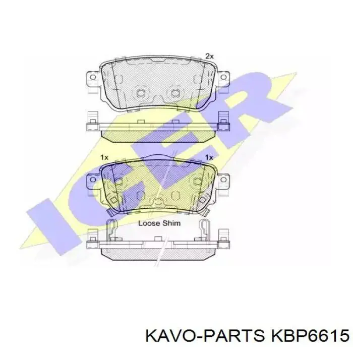 Купить KBP6615 Kavo Parts Колодки тормозные задние, дисковые