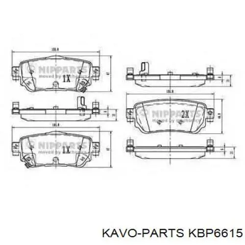 KBP6615 Kavo Parts Колодки тормозные дисковые комплект