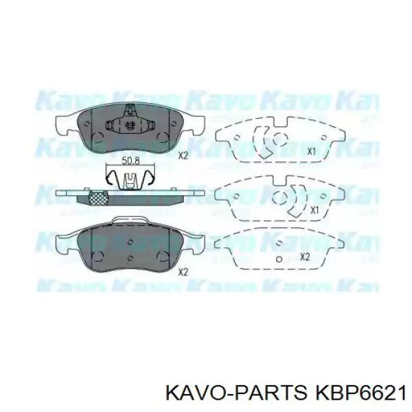 KBP6621 Kavo Parts sapatas do freio dianteiras de disco