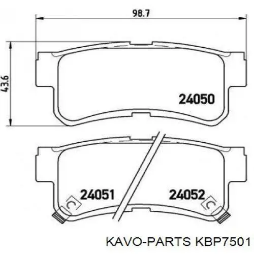 Задние дисковые колодки Kavo Parts KBP7501