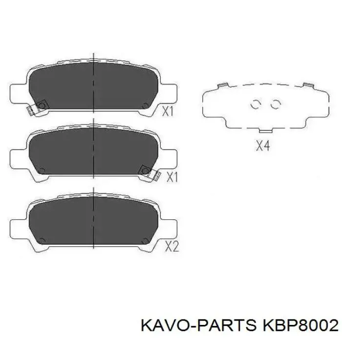 KBP-8002 Kavo Parts колодки тормозные задние дисковые