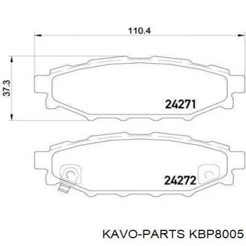 Купить KBP8005 Kavo Parts Колодки тормозные задние, дисковые