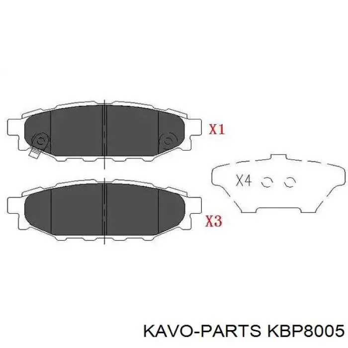 Колодки тормозные задние дисковые KAVO PARTS KBP8005