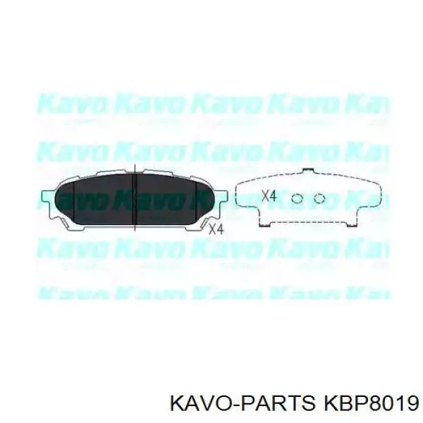 Задние тормозные колодки KBP8019 Kavo Parts