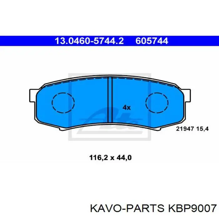 KBP9007 Kavo Parts Колодки тормозные дисковые комплект