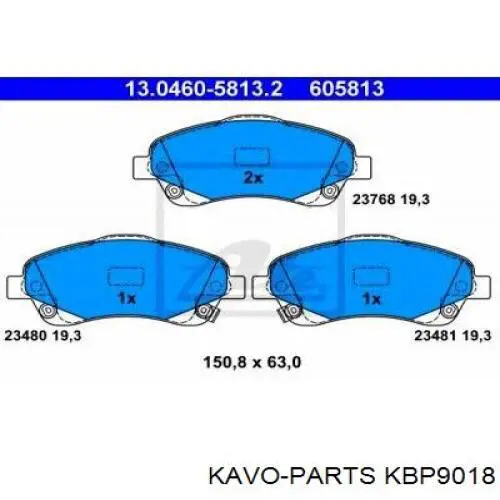 Купить KBP9018 Kavo Parts Колодки тормозные