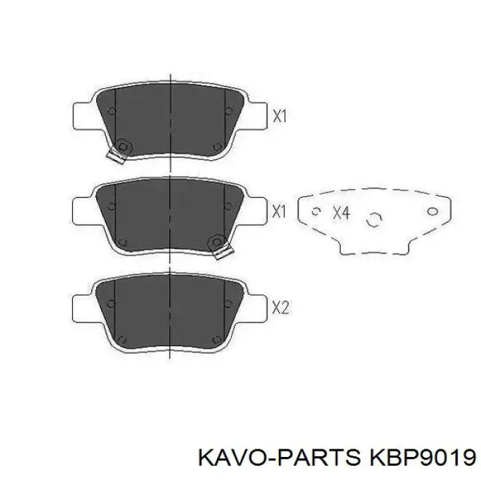 KBP9019 Kavo Parts колодки тормозные задние дисковые