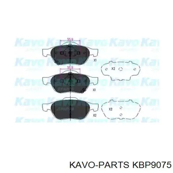 Передние тормозные колодки KBP9075 Kavo Parts