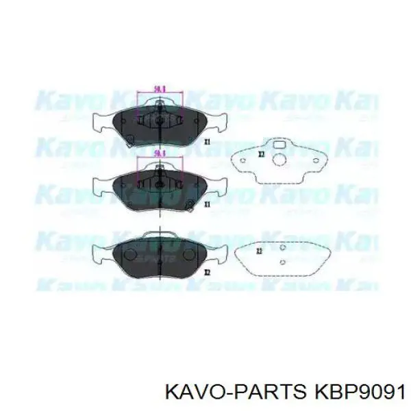 Передние тормозные колодки KBP9091 Kavo Parts