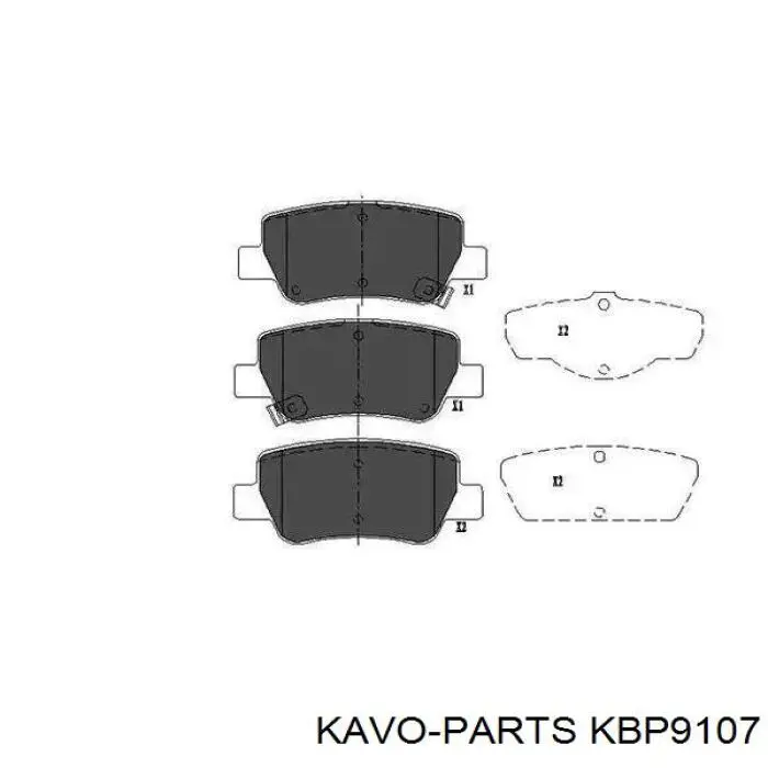 Задние тормозные колодки KBP9107 Kavo Parts