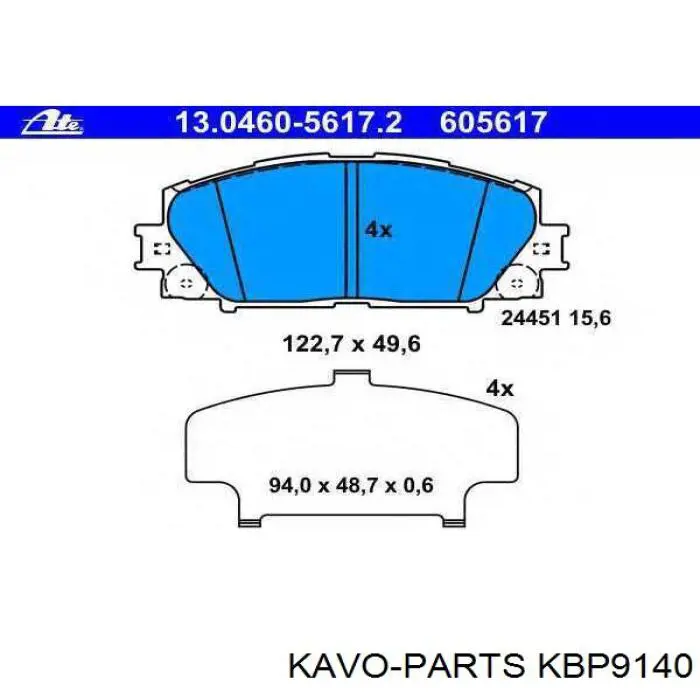 KBP9140 Kavo Parts Колодки передние