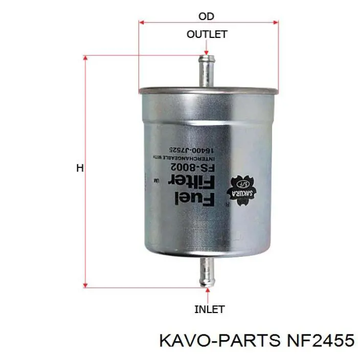 NF2455 Kavo Parts Фильтр топлива