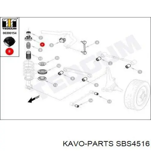 Купить SBS4516 Kavo Parts Втулка заднего стабилизатора