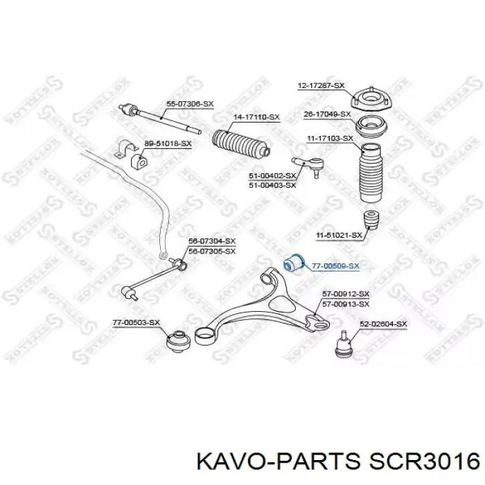Сайлентблок передней подвески Kavo Parts SCR3016 цена, от 6.84 USD