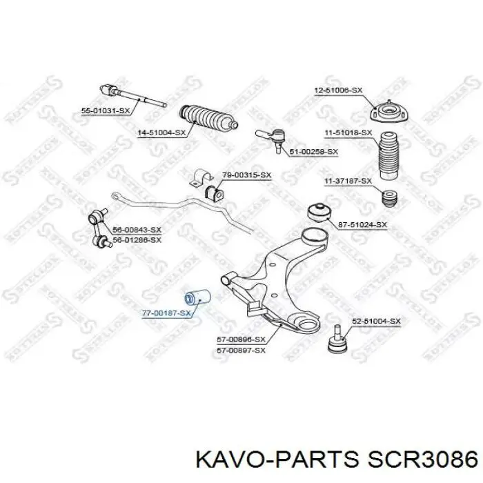 Сайлентблок заднего кулака Kavo Parts SCR3086 цена, от 4.31 USD