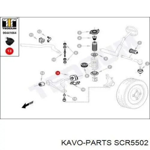 Купить SCR5502 Kavo Parts Сайлентблок нижний передней подвески