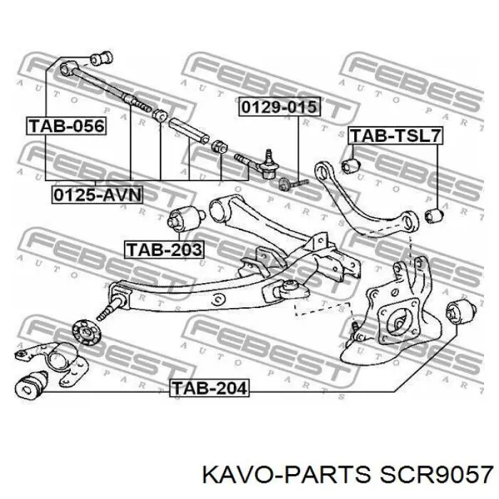 Полиуретановый сайлентблок заднего нижнего рычага Kavo Parts SCR9057 цена, от 7.41 USD