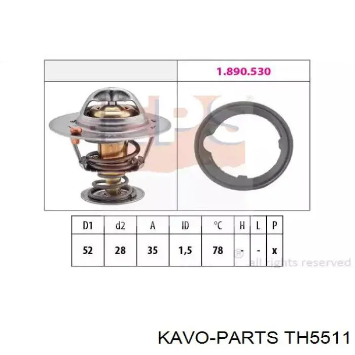 Купить TH5511 Kavo Parts Автомобильный термостат