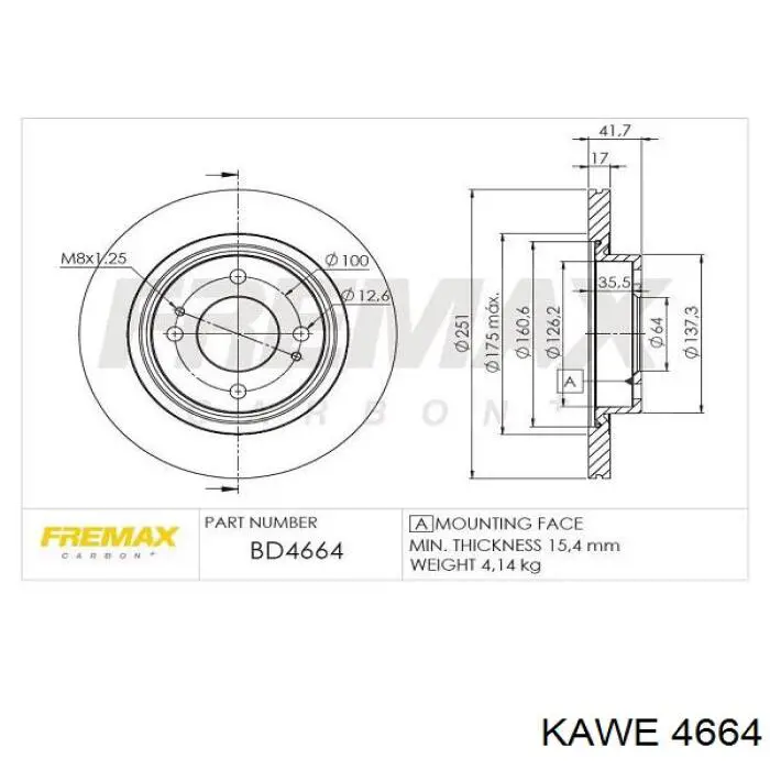 Диск сцепления 4664 Kawe