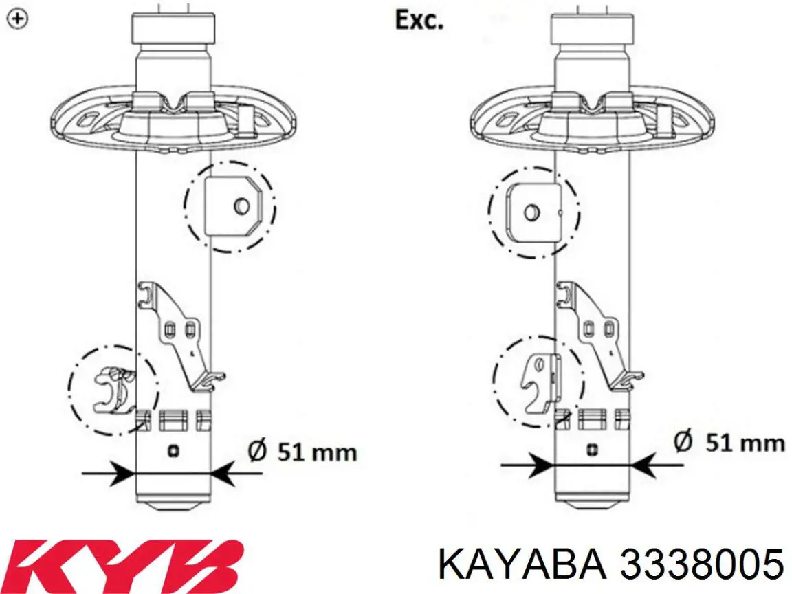 3338005 Kayaba amortecedor dianteiro esquerdo