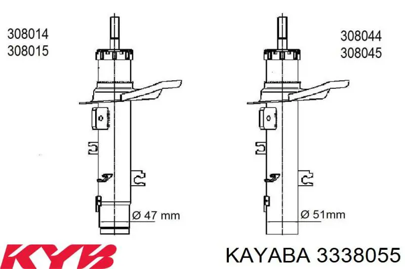 3338055 Kayaba amortecedor dianteiro direito