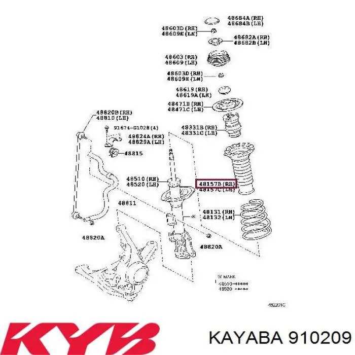 Tope de amortiguador delantero, suspensión + fuelle 910209 Kayaba