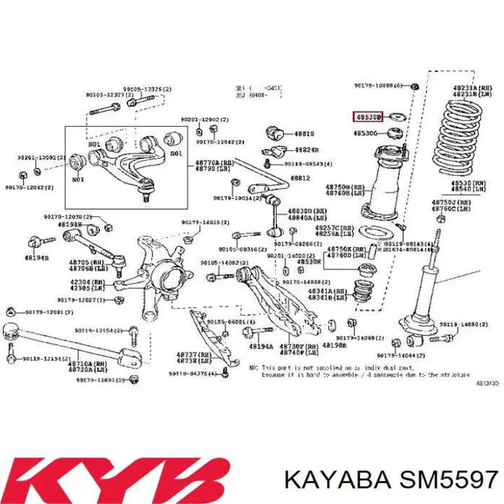 Silentblock en barra de amortiguador trasera SM5597 Kayaba