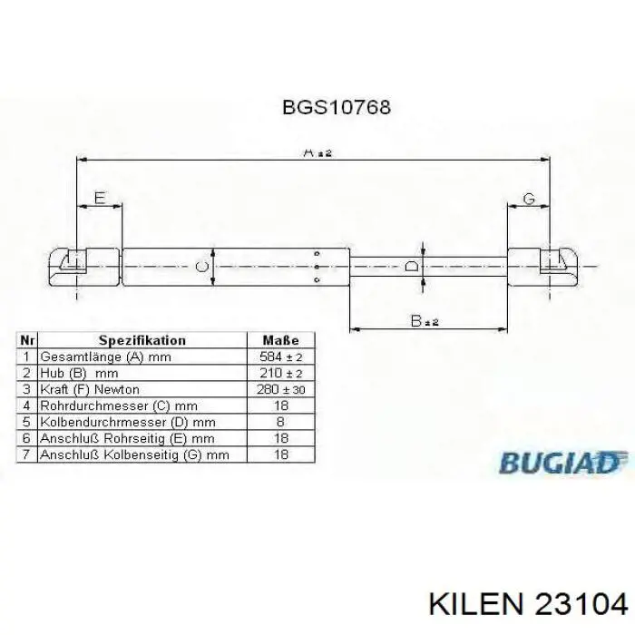 23104 Kilen Пружина передней подвески