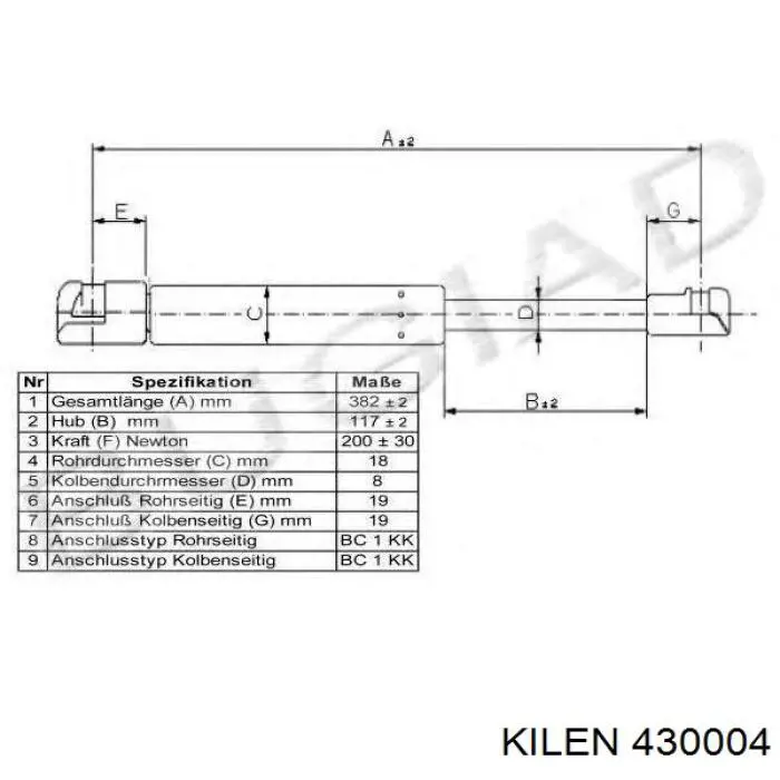 Купить 430004 Kilen Амортизатор стекла багажника (двери 3/5-й задней (ляды)