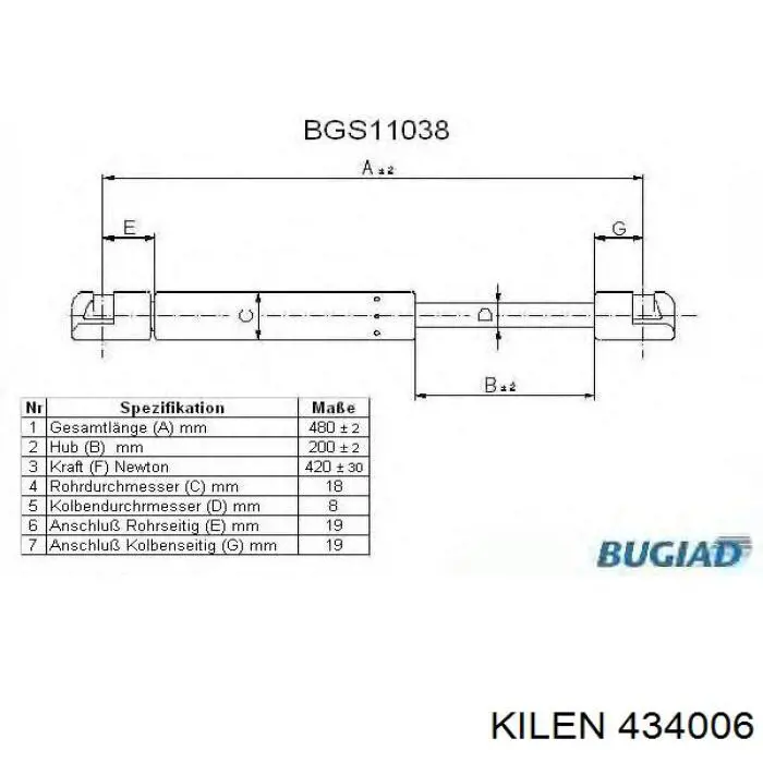 Амортизатор задней двери Kilen 434006 цена, от 6.99 USD